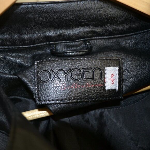 Oxygen jacket denim &vegan leather mix black zipper front pockets stretchy Small - Picture 6 of 12